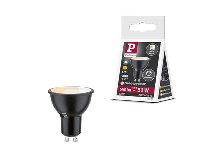 Paulmann Standard 230V LED Réflecteur GU10 Dip Switch 650lm 6\,9W 2700-4000K noir dépoli 29283