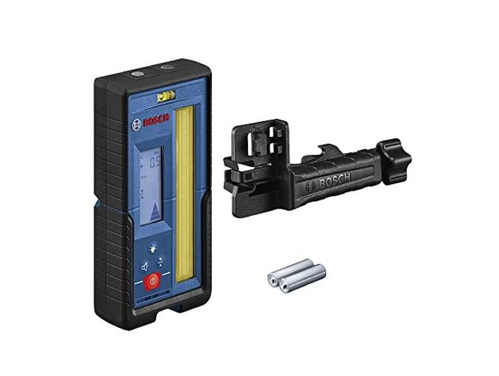 Bosch Professional Cellule de réception laser rotatif LR 45 (pour faisceaux rouge et vert)\, support de cellule RB 45\, 2 piles AA\, portée : dans un rayon maximal de 300 m) Bleu