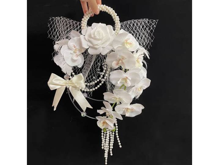 Robe de mariée, bouquet de mariée torsadé à la main, paquet fini, fournitures de fleurs artificielles