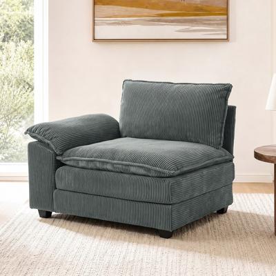 Uixe Modern Corduroy Upholstered Corner Armless Modular Sectional Sofa