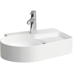 LAUFEN VAL Waschtisch, 1 Hahnloch, mit Überlauf, 530x400mm, semi-trockener Bereich rechts, H8152880001061, Farbe: Weiß