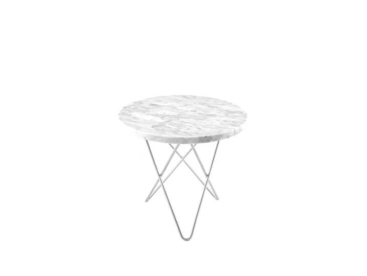 OX Denmarq Mini O Table Couchtisch Marmor Weiß, Edelstahlgestell