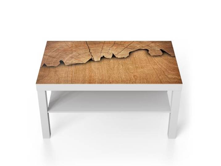 DEQORI Glastisch weiß groß 90x50 cm Motiv Baumzeitzeugen ausgefallener Beistelltisch aus Glas Hochglanz Couchtisch fürs Wohnzimmer moderner Couch Tisch mit Design