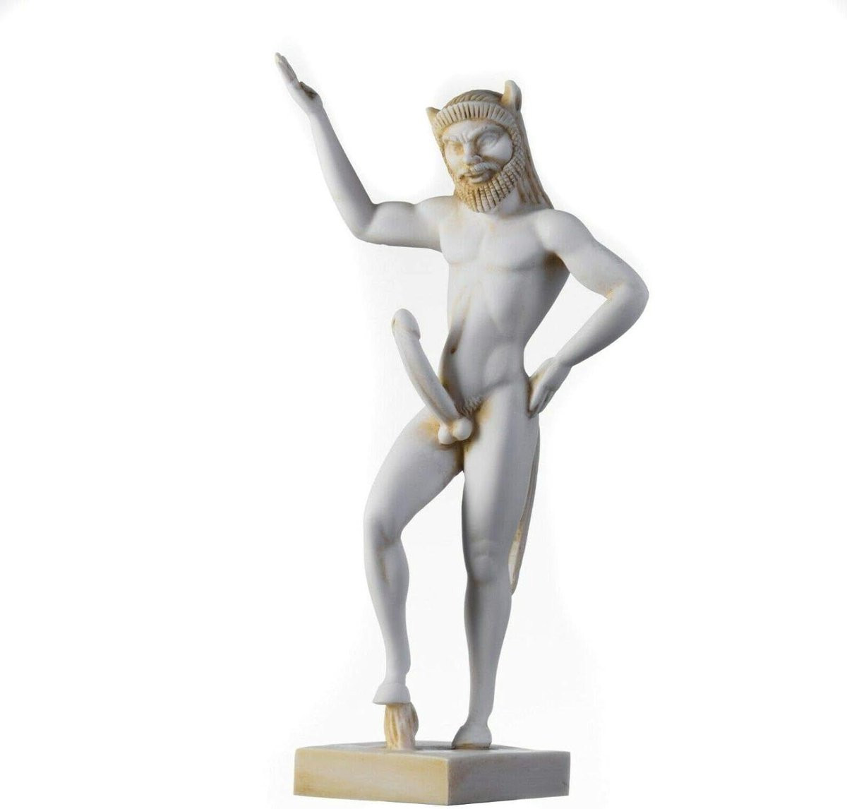 Goudkleurig Natuur God Beeld - Handgemaakt Alabast Grieks Romeins Figuur voor Huis en Kantoor - Hoogte: 32 cm