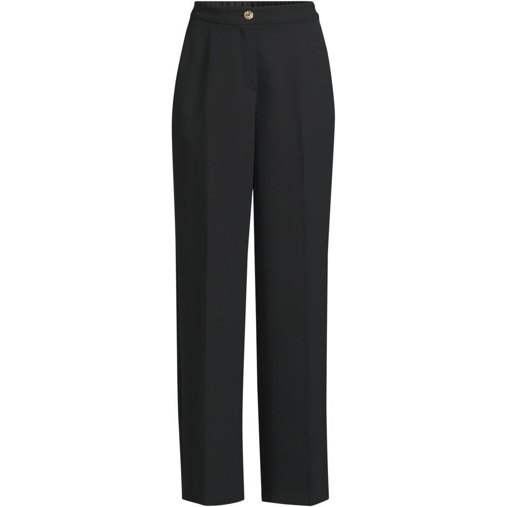 Weite Crêpe-Hose für Damen in Petite-Größe, Damen, size: petite, Schwarz, by Lands' End
