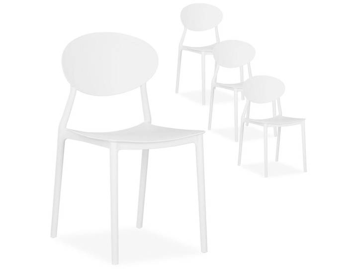 Homestyle4u Gartenstuhl 4er-Set Kunststoff Weiß, 41x80x51 cm, Gartenmöbel, Gartensessel, Gartenstühle