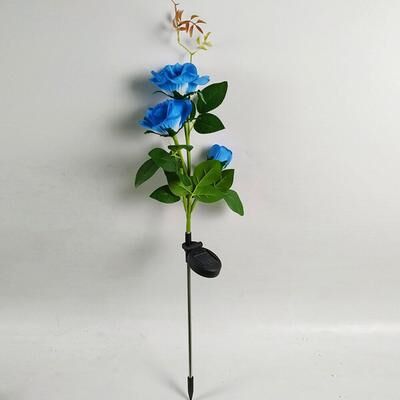 HomeDecorAndMore LLC Solar Powered LED Rose Light Blue 1 Pack