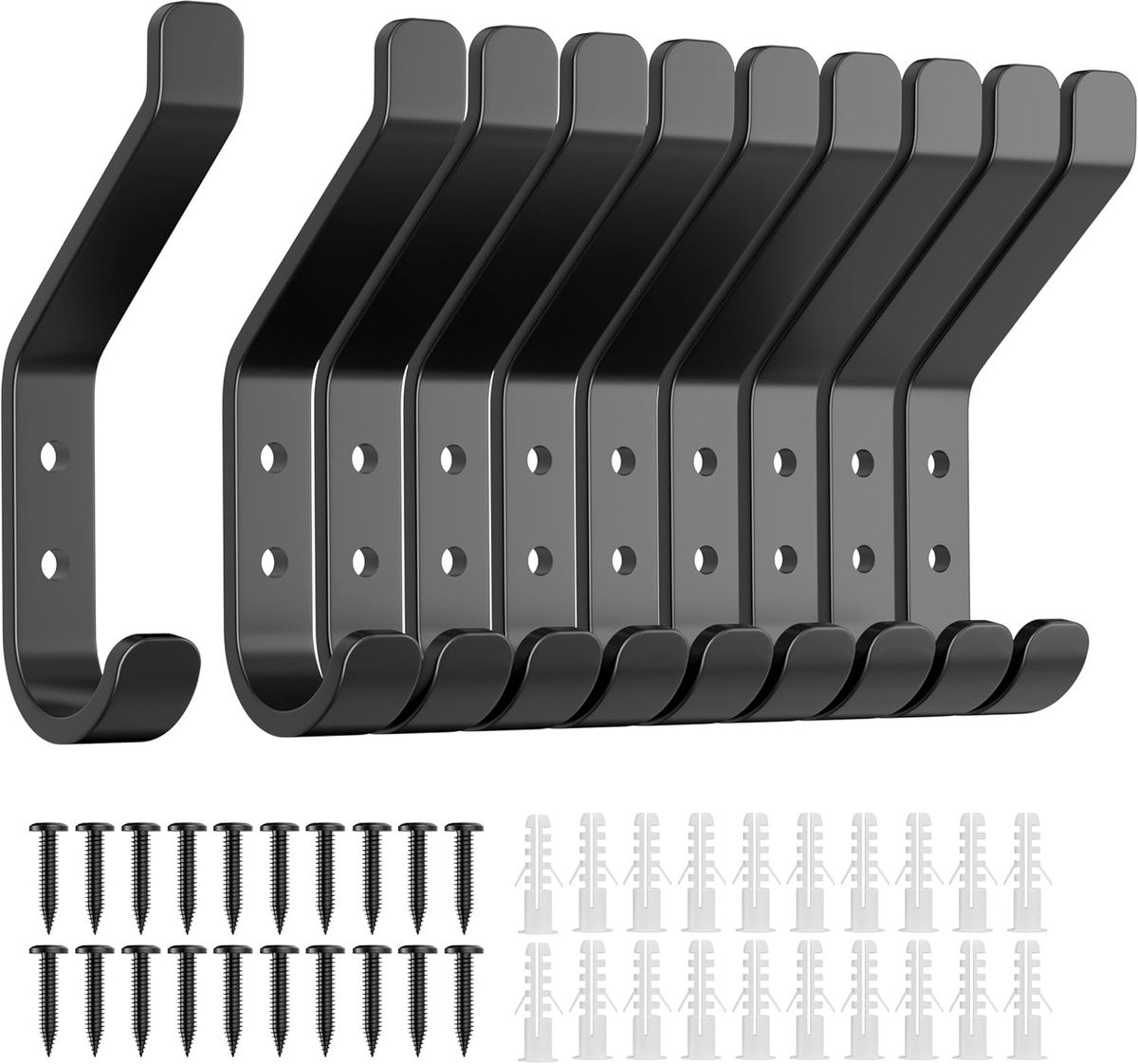 BOTC Set van 10 RVS Wandhaken voor kleding, handdoeken en accessoires - Draagkracht tot 9 kg