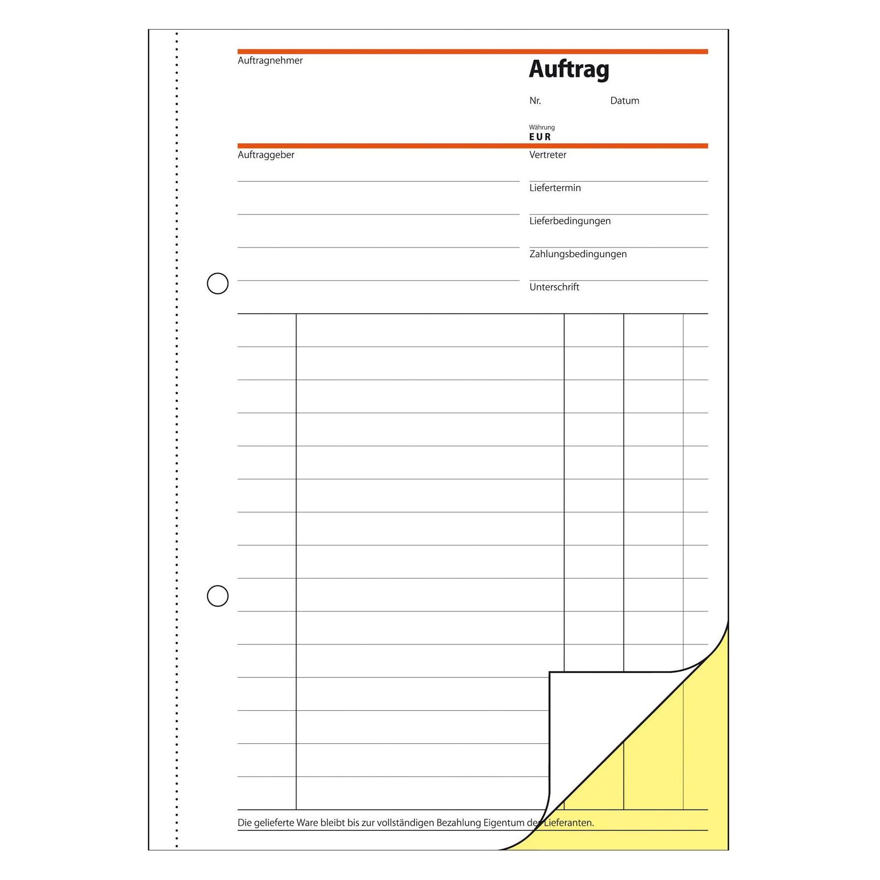 Sigel Auftragsformular Papierformat: DIN A5 selbstdurchschreibend: Ja (SD001)