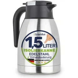 Gravidus Edelstahl Isolierkanne 1,5 Liter mit Einhandbedienung