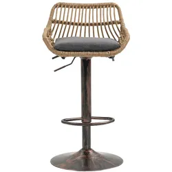 OKWISH Barhocker 2er Set höhenverstellbar Drehfunktion mit Armlehnen Fußstütze Grau 49x48x109 cm Leinenbezug Metallgestell stabil