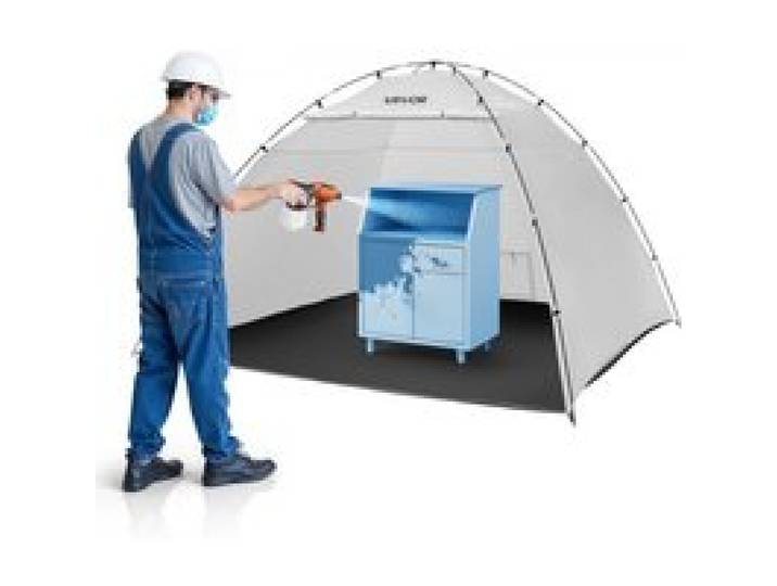 VEVOR tragbares Lackierkabinenzelt (295x292x202 cm Arbeitsbereich) Sprühfarbenzelt für Sprühmalerei, wasserfeste Farbkabine mit integriertem Boden & aufrollbarer Tür für Schränke Stühle Tische