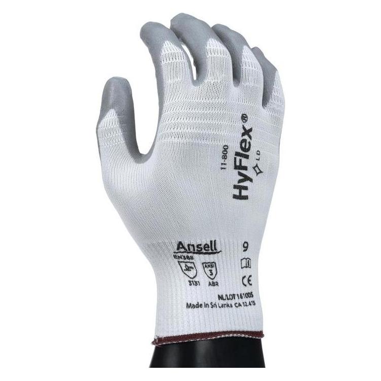Ansell Handschuhe HyFlex 11-800 Grösse 10 weiss/grau EN 388 PSA-Kategorie II (10) (11-800-10)