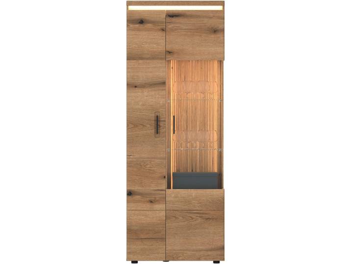 Livetastic Vitrine, Eichefarben, Kunststoff, 5 Fächer, 75x201.5x35.6 cm, Esszimmer, Vitrinen, Vitrinenschränke