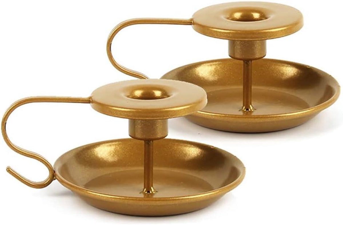 Allecto Plus Retro Theelichthouders van IJzer - 2 Stuks - Goud