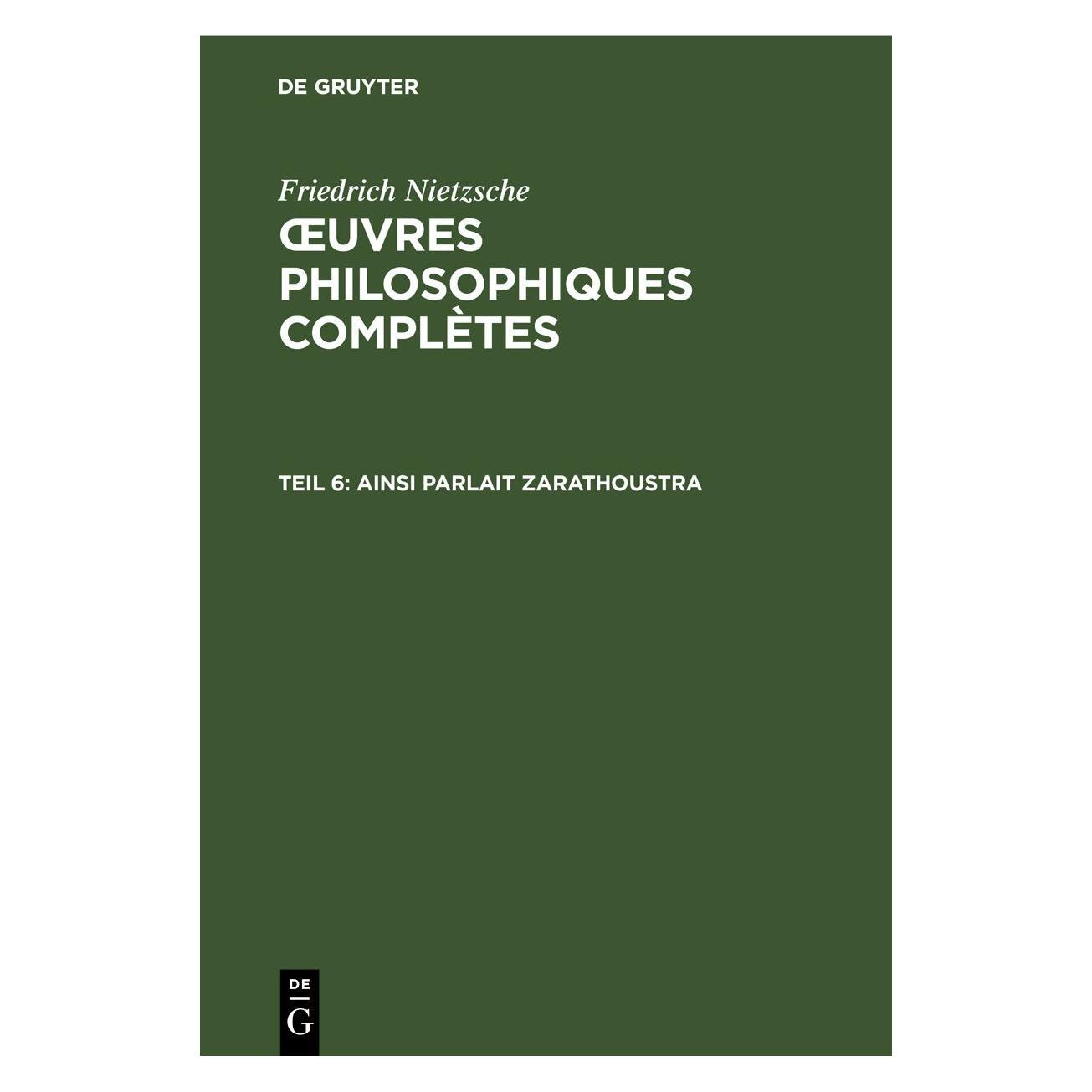 De Gruyter Nietzsche:Friedrich Nietzsche: uvres P (Französisch, Hardcover, Friedrich Nietzsche) (66231935)