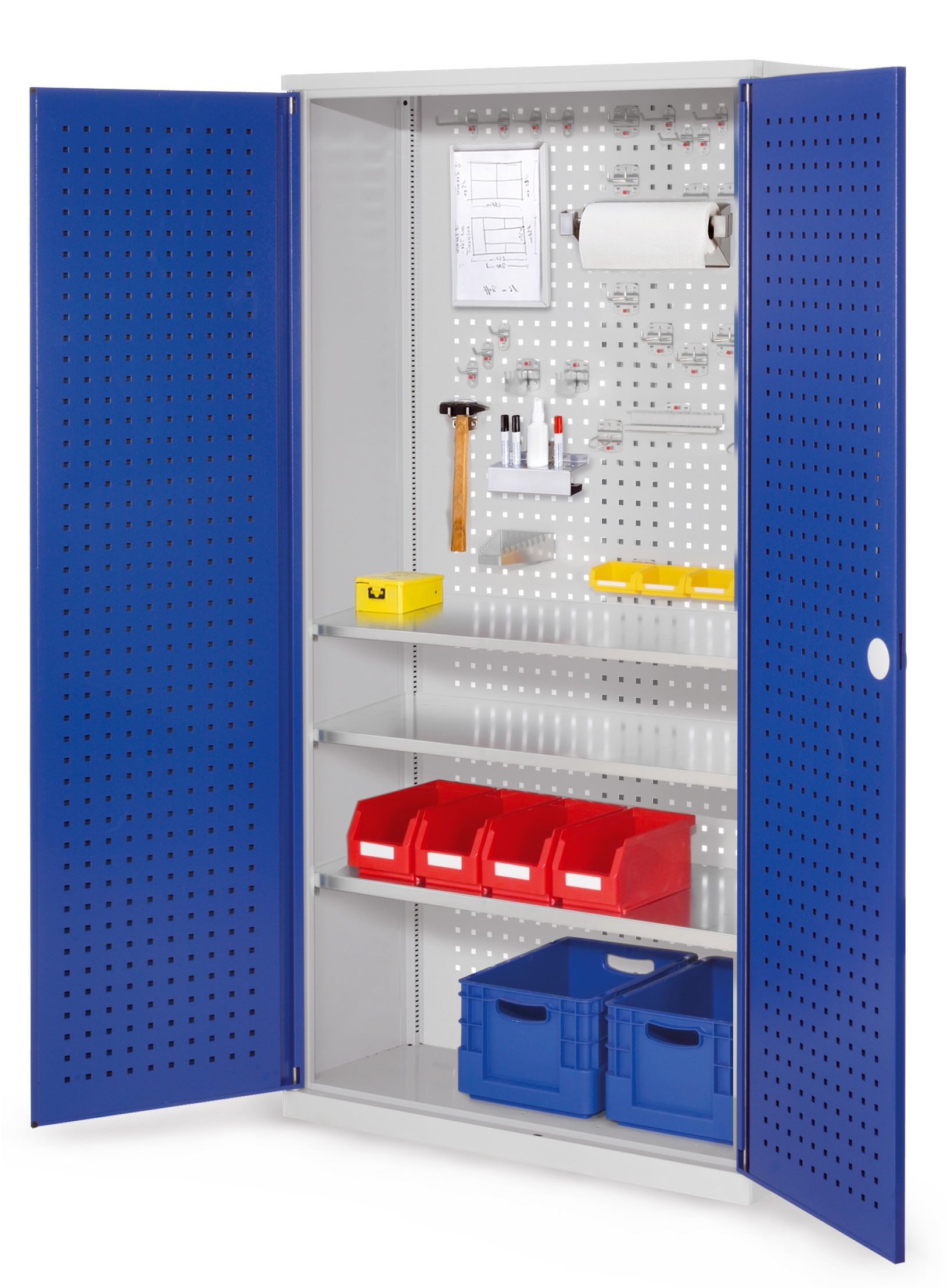 Kappes Systeme Kappes ®RasterPlan Werkzeugschrank 1950x1000m Modell 6 Tiefe 410mm Lochplattentüren enzianblau