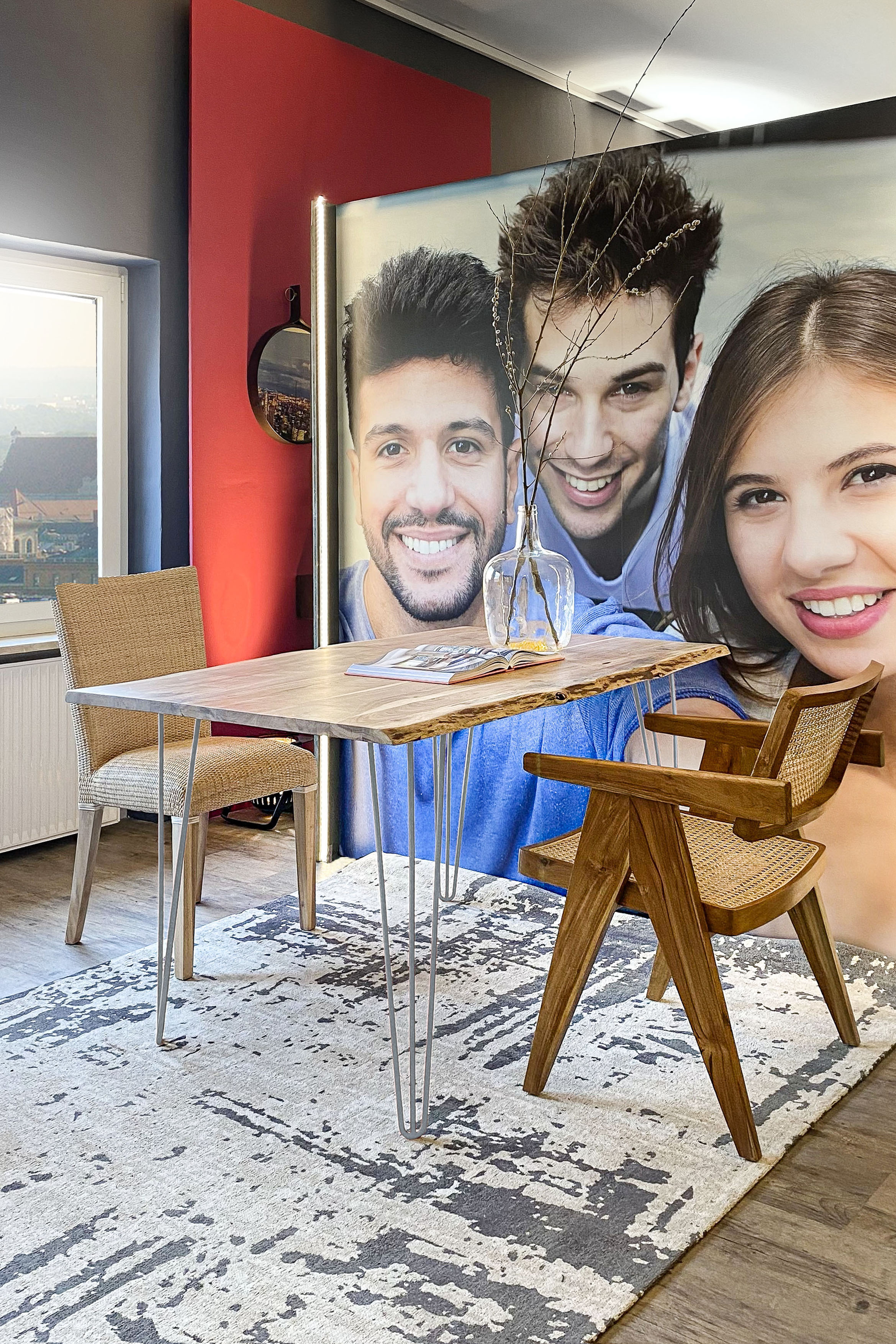 Esstisch GUTMANN FACTORY "Tensio", beige (natur, schwarz, natur), B:160cm H:76cm, Tische, Rechteckiger Esstisch Esstisch Holz-Esstische