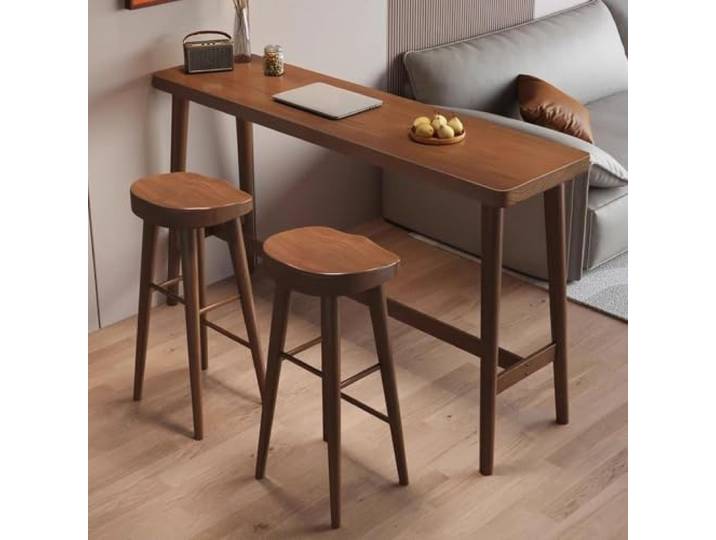 Massivholz Bartisch schmal 120cm Hochtisch für Küche, Balkon & Bar Multifunktional Bistrotisch & Thekentisch, für Kücheninsel & Frühstücksecke, einfach montierbar, platzsparend, ohne Hocker