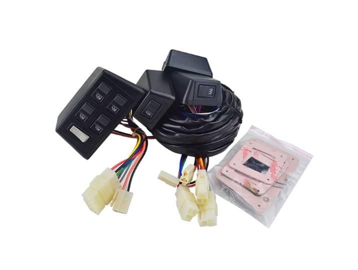 Kit universel d'interrupteurs de lève-vitres 12V et de faisceau de câbles, style boîte carrée, pour voitures 4 portes