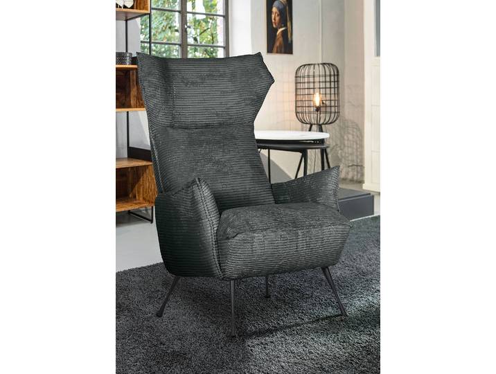 Fauteuil Tunggalan Gris Velours côtelé Calice 83 x 110 x 92cm
