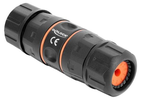 Delock RJ45 naar RJ45 kabelconnector, Cat.6A, met M23.5 x 1,5 mm schroefdraad, IP68 stof- en waterdicht