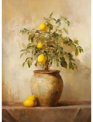 Inspired Living Fresh Lemon Garden Botanical Canvas Print Rustic Lemon Wall Art For Summer Home & Kitchen Decor 50x70cm 5