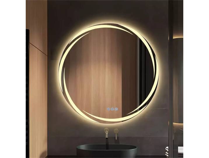 Miroir mural de salle de bain LED moderne LUVODI avec rétroéclairage circulaire, miroir de vanité éclairé avec fonction anti-buée pour la salle de bain