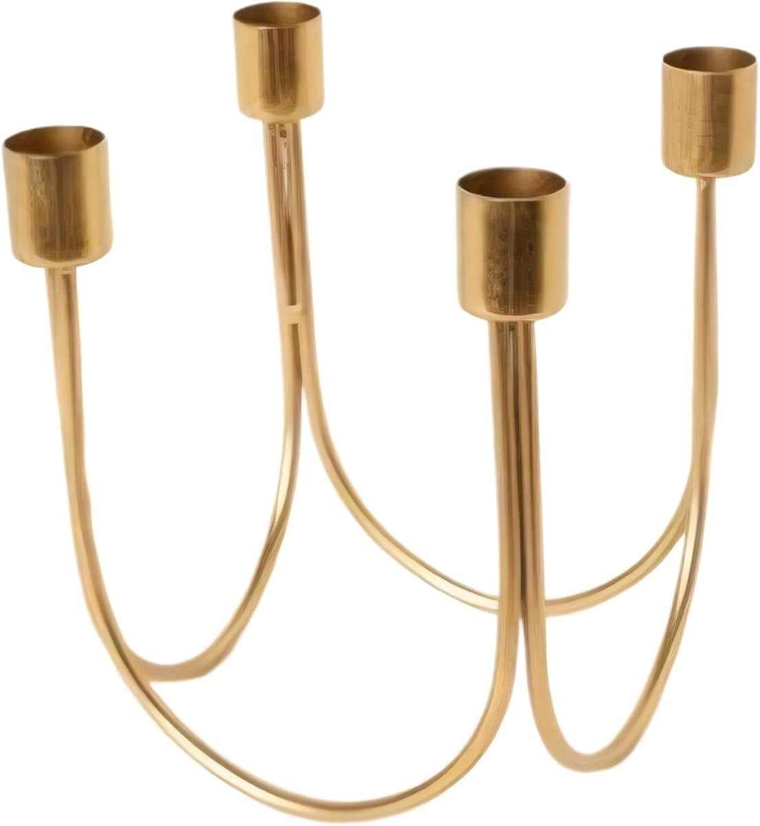 Elegante gouden metalen kaarsenhouder met vier armen voor tafeldecoratie
