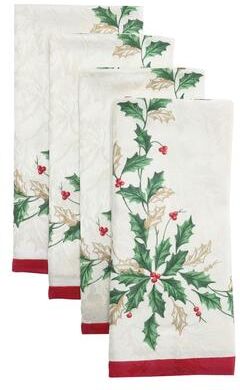 "Lenox Holiday Napkins, Set of 4, Ivory - 20""W x 20""L - 20""W x 20""L"