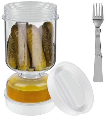 Uplift Picks Pickle Jar With Fork Dry Wet Separator Hourglass Olive Container For Kitchen Pickle Jar With Fork Dry Wet Separator Hourglass Olive Container For Kitchen