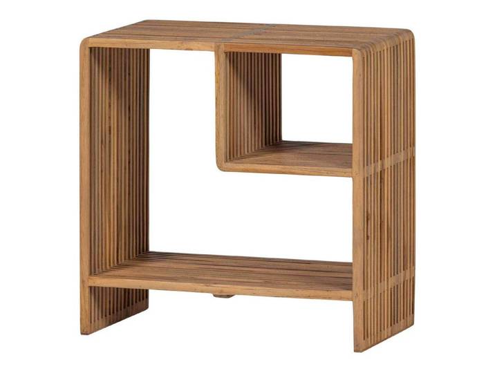 WOOOD Beistelltisch Jasmijn Teakholz Natur – handgefertigt & nachhaltig, 55 x 55 x 30 cm, Verspieltes und luftiges Design