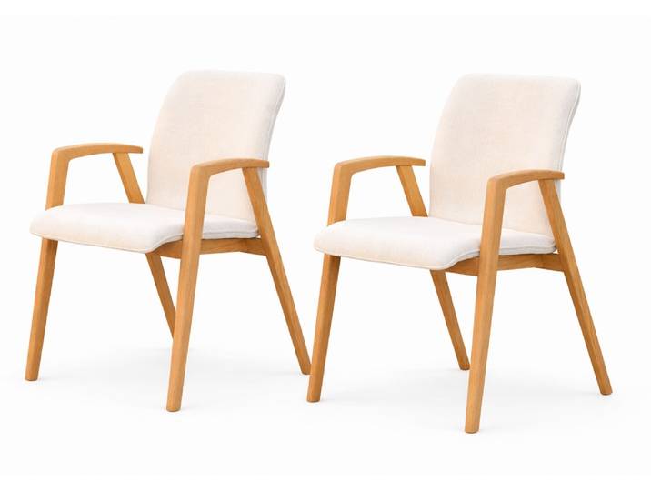 Armlehnstuhl OTTO HOME Loreen Esszimmerstuhl, Polsterstuhl, Designstuhl , beige (beige kairo 9440, eiche natur geölt), B:56cm H:86,5cm T:64cm, Massivholz, Sperrholz, Stühle, Armlehnstuhl, mit Massivgestell, hochwertig gearbeitet, Armlehnen, stilvoll, bequem