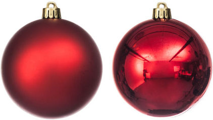 Weihnachtskugeln aus Kunststoff, rot, 8 cm Ø, 6 Stück