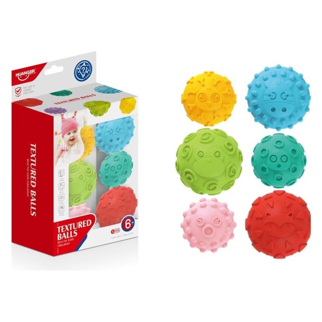 Teddies Satz Bälle 6 Stück mit strukturiertem Gummi 6-8cm (00850710)