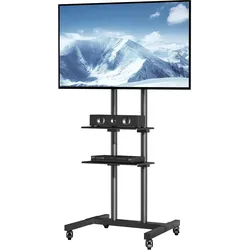 VEVOR Mobiler TV-Ständer Mobiler TV-Wagen mit Rollen und einem Tablett