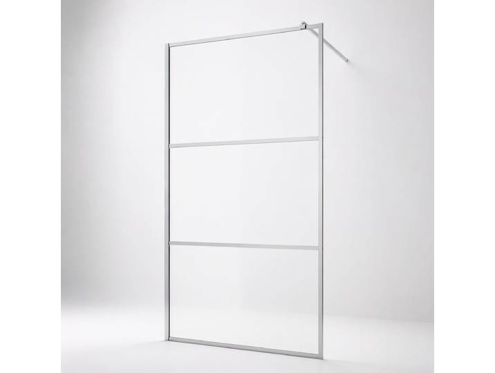Walk-in-Dusche WELLTIME, silber (silberfarben), B:100cm H:195cm, Duschwände, Walk-in-Dusche, Dreigeteilte Scheibe in trendigem Blockdesign