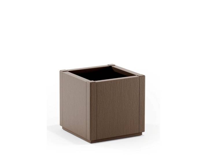 Pflanzkasten aus recyceltem Polypropylen, Taupe, Ohne Spalier, schmal
