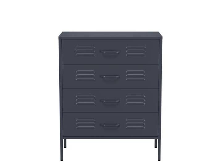 Lendo Online Metallkommode mit Schubladen – Industrie Kommode aus Stahl – Aufbewahrungsschrank für Schlafzimmer – 80x40x100 cm – Pulverbeschichtet - Schubladenschrank (Anthrazit)