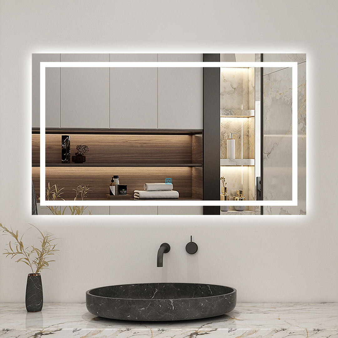 Metro Brezinski Rectangle Wall Vanity Mirror White 70 cm H x 120 cm W