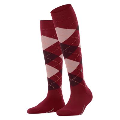 Kniestrümpfe BURLINGTON "Marylebone", Damen, Gr. 36-41, rot (cranberry), Baumwollmischung, Argyle-Muster, Socken Kniestrümpfe, Einheitsgröße 36-41, wärmende Wollmischung, Argyle-Muster