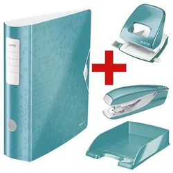 Leitz Starter-Set »LEITZ WOW« (Ordner, Locher, Briefkorb und Tacker) blau, 8.2x31.8x31.2 cm