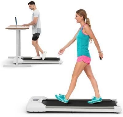 Costway 2.25 HP Walking Pad with LED Display and Remote Control-Grey