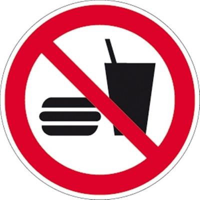 Schild Essen und Trinken verboten ISO 7010, Alu, Ø 200 mm