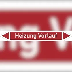 Rohrleitungskennzeichnung, Heizung Vorlauf, Einzeletikett, Folie - DIN 2404 - 270x37 mm Folie selbstklebend