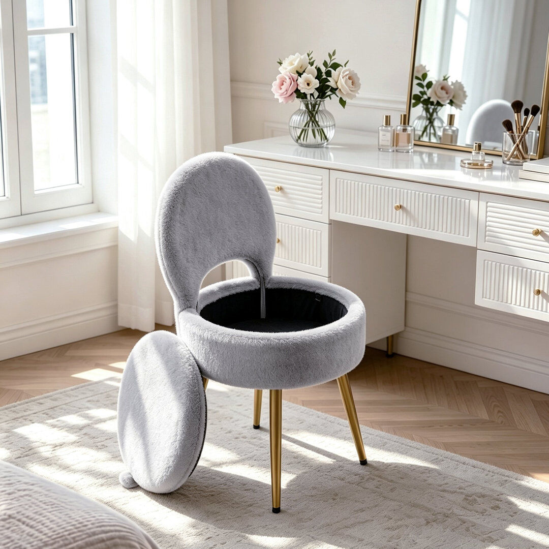 Canora Grey Plywood Accent Stool Grey 76.5cm H X 43cm W X 39.5cm D