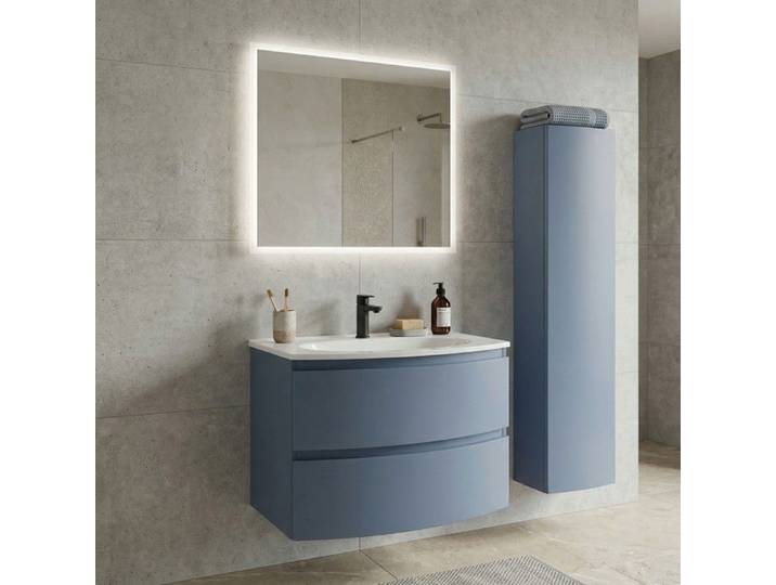 ARMONIA Meuble vasque encastrée L. 70 cm bleu-mer + 1 colonne murale incluse