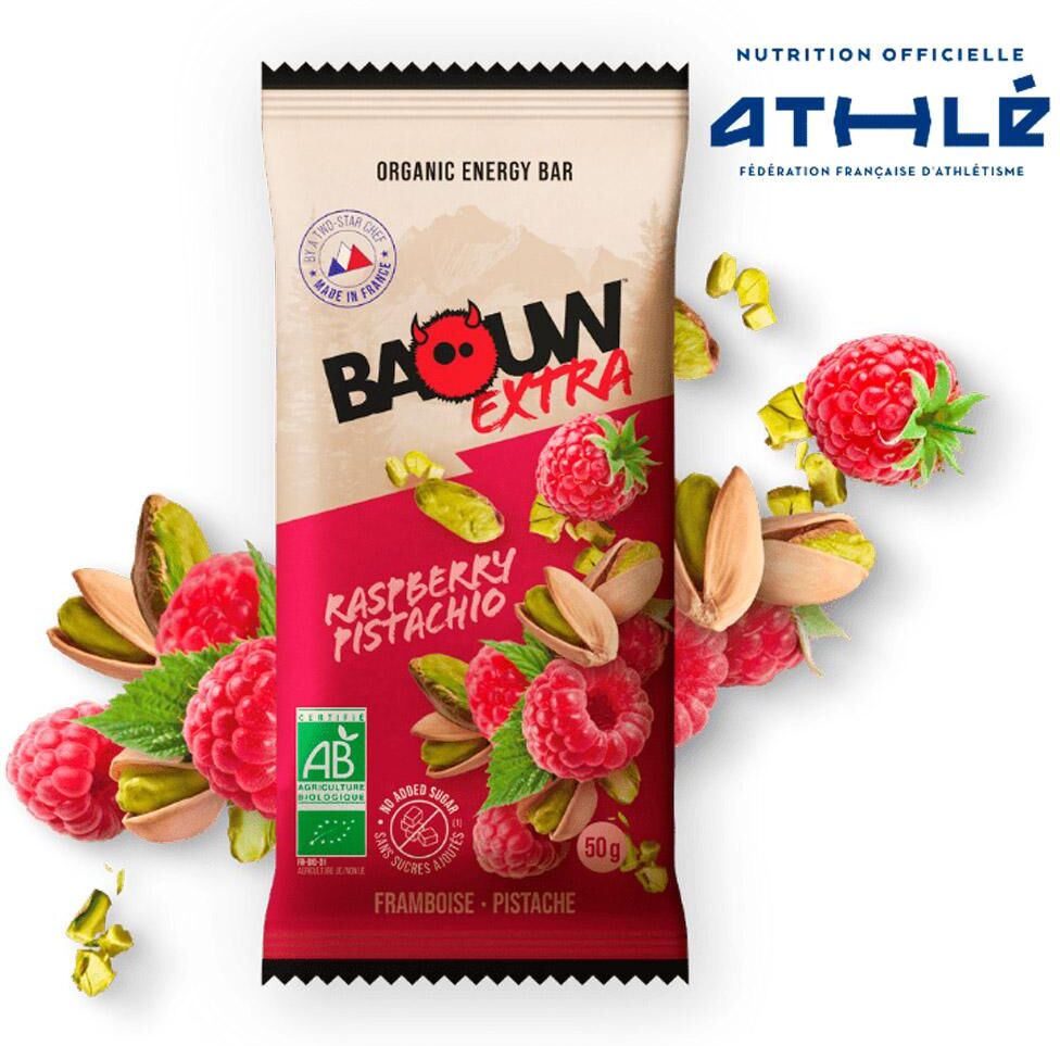 Baouw  - Extra Bio 50 g Framboise Pistache - Barre Energétique