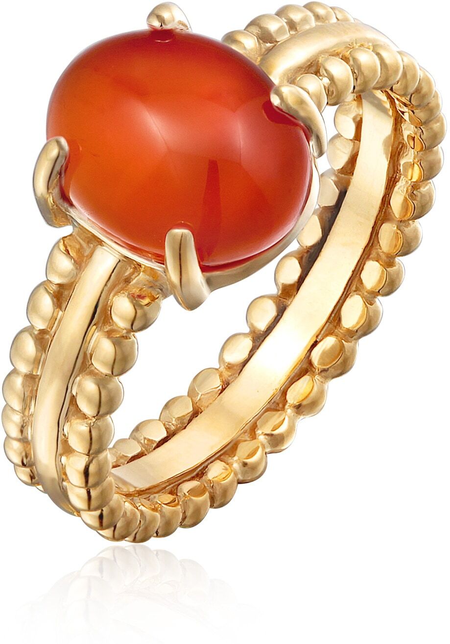 Silberring ELLI PREMIUM "Ring Karneol Edelstein 925 Silber vergoldet" Gr. 54, orange, Fingerringe, Damen, 54, Silber 925 (Sterlingsilber), Silberring