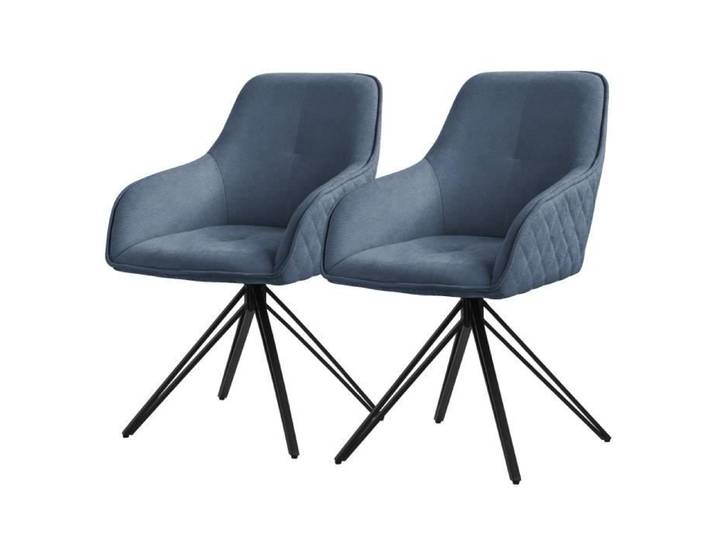 ML-Design 2x Chaise de Salle à Manger bleu en Textile Tissé Chaise Rembourrée Pivotante à 360° Fauteuil Ergonomique Cuisine Salon